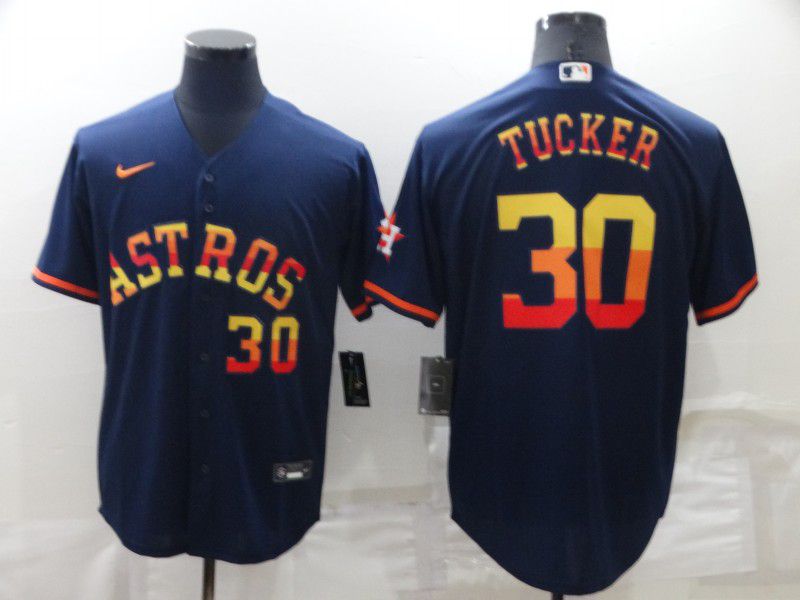 Men Houston Astros #30 Tucker Blue Rainbow Edition Game Nike 2022 MLB Jersey